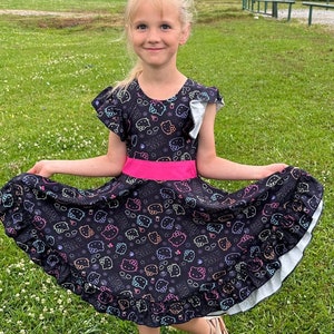 Kawaii Kitty Bow Back Twirl Dress