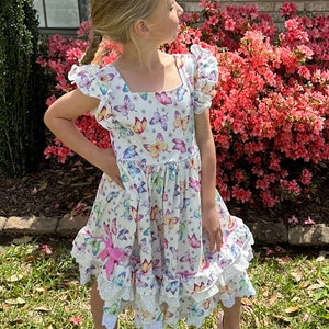 Ruffle and Lace Butterfly Twirl Dress