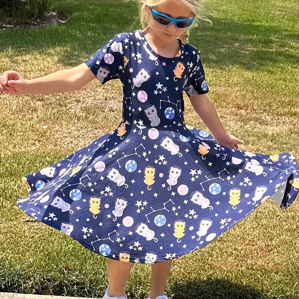 Space Kitties Twirl Dress