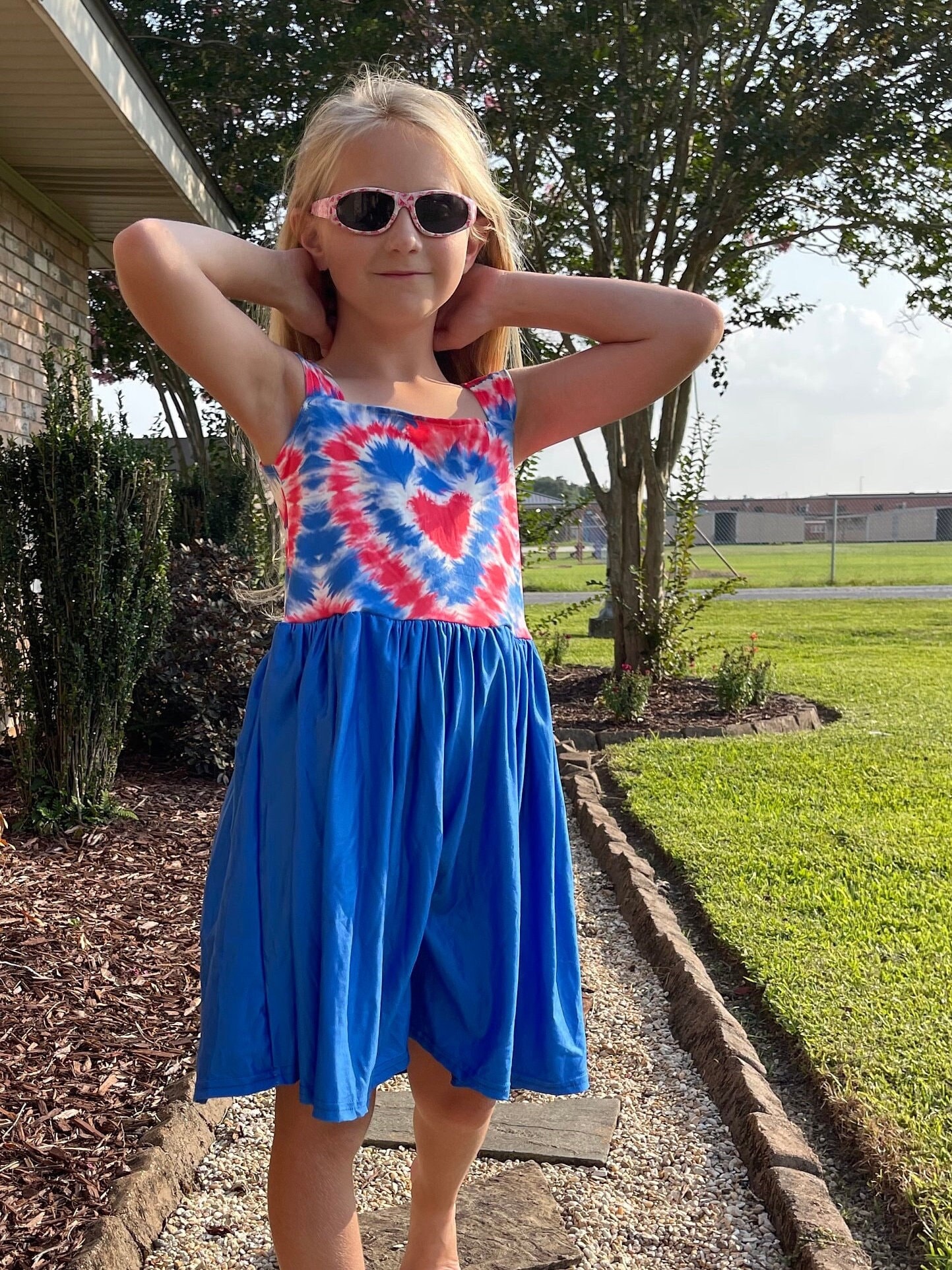 Red White Blue Tie Dye Dress