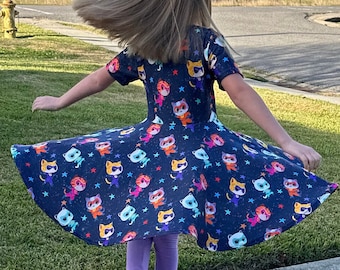 Super Cats Blue Twirl Dress