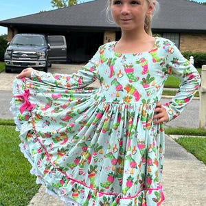 Holiday Stockings Ruffle and Lace Twirl Dress