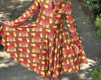 Long sleeve Turkey twirl dress