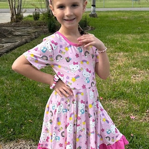 Kawaii Kitty and rainbows twirl dress