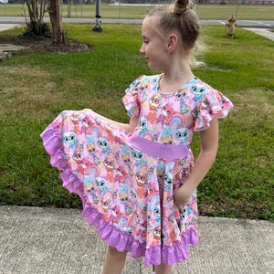 Super Hero Cat  Bow Back Twirl Dress
