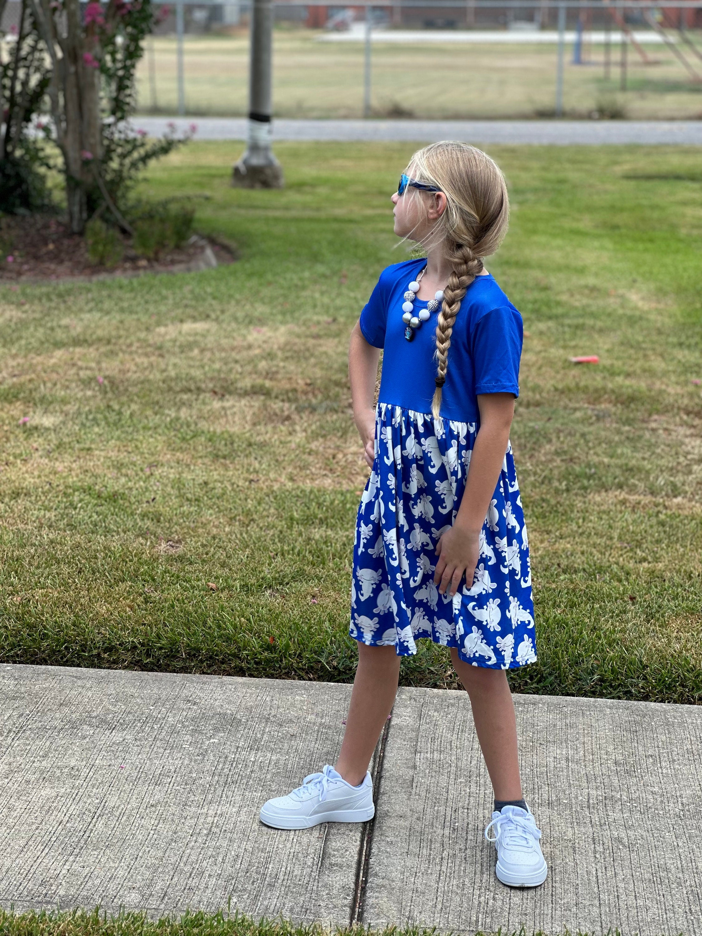 Bamboo Short Sleeve Twirl Dress in Axolotl Questions
