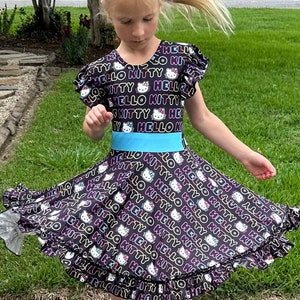 Colorful Kawaii Kitty Twirl Dress