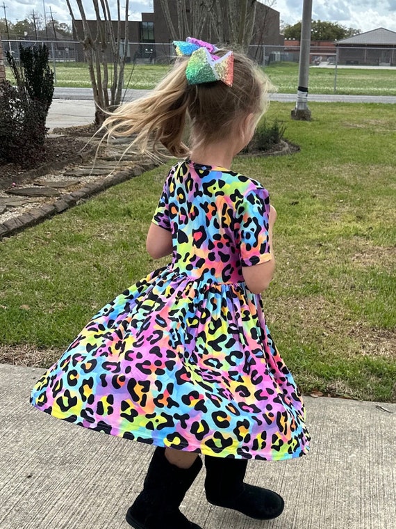Colorful leopard print dress hot sale