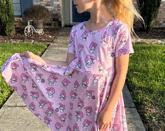 Kawaii Bunny T Shirt Twirl Dress