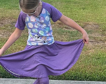 Purple squishmallow twirl skirt leggings