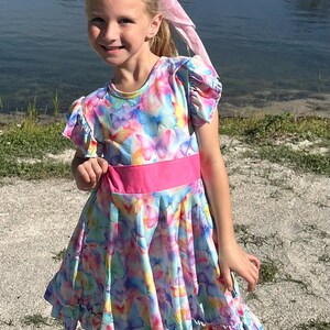 Pastel Butterfly Bow Back Twirl Dress