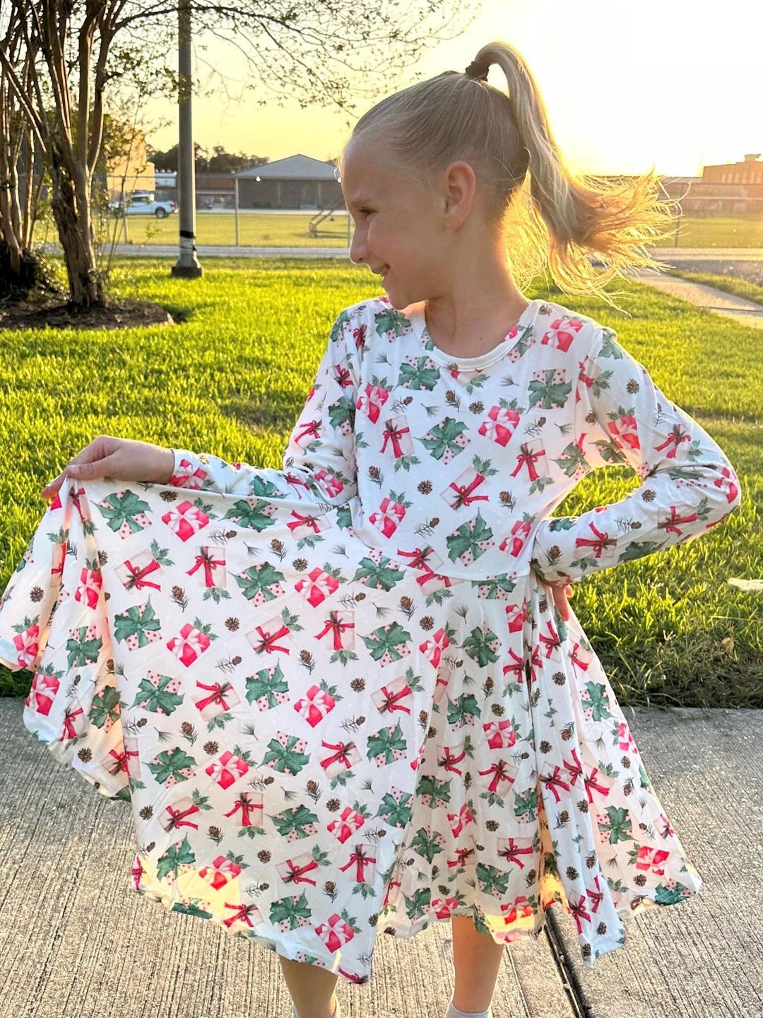 Christmas Ornaments Twirl Dress For Girls
