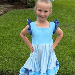 BLUEY Inspired Ruffle and Lace Twirl Dress