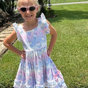 Pastel Kawii Cat Lace and Ruffle Dress