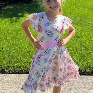 Pastel Labubu Bow Back Twirl Dress