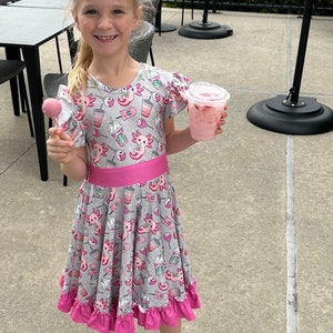 Grey axolotl and cups twirl dress