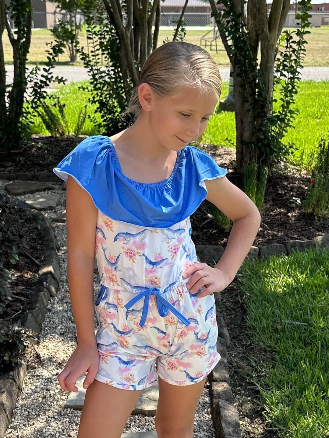Whales and Roses Romper - Etsy