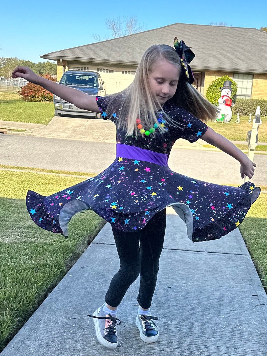 Rainbow Stripe Twirly Dress