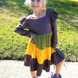 Mardi Gras ruffle stripe dress (adult and kids)