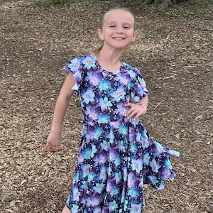 Purple Floral Crossback Twirl Dress