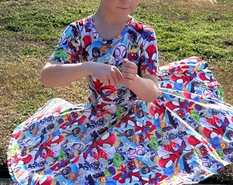 Super Hero friends Twirl Dress