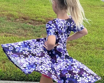 Purple Floral Twirl Dress