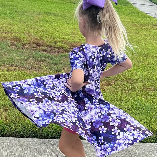 Purple Floral Twirl Dress