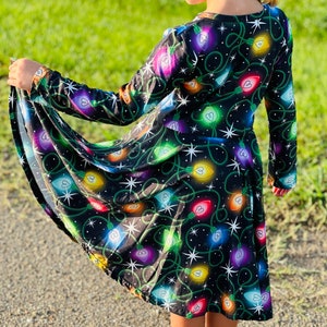 Tied With A Bow Girls Red and Green Christmas Twirl Dress