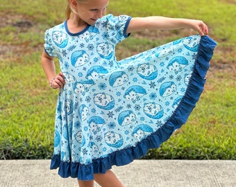 Hedgehog Snowflake Twirl Dress