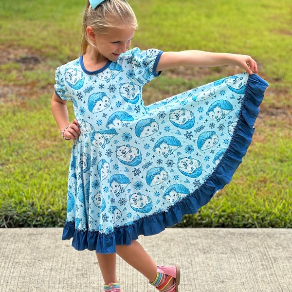 Hedgehog Snowflake Twirl Dress