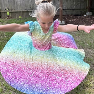 Rainbow sparkles flutter twirl dress