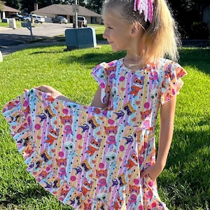 Super Hero Cats Cross Back Twirl Dress