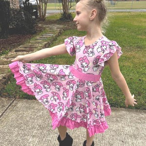 Kawaii Bunny Bow Back Twirl Dress