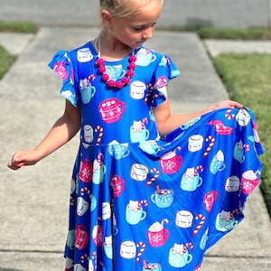 Vestido azul con efecto chocolate caliente