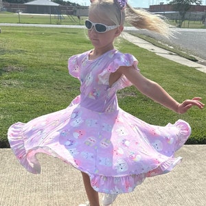 Purple Squishmallow Bow Back Twirl Dress