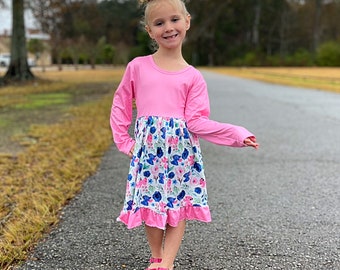 Floral Stitch and Angel Tie Back Dress