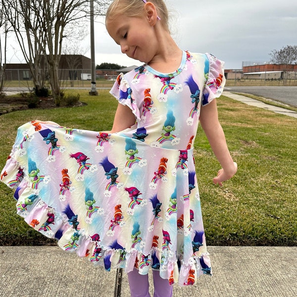 Trolls Bow Back Twirl Dress