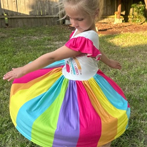 Rainbow back to school twirl dress