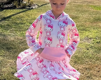 Pink Kitty hooded Twirl skirt