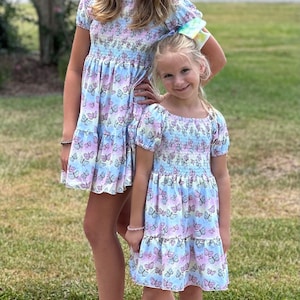 Pastel Butteflies Tiered Twirl Dress
