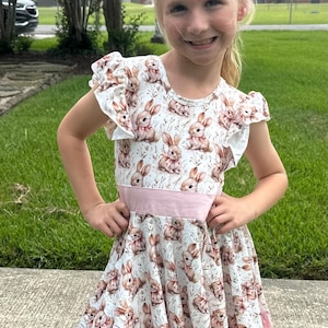 Pink Bunny Bow Back Twirl Dress