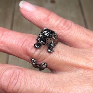 Black Dachshund Dog Ring-Wiener Dog Ring, Sausage Dog Ring, Cute Dog Rings