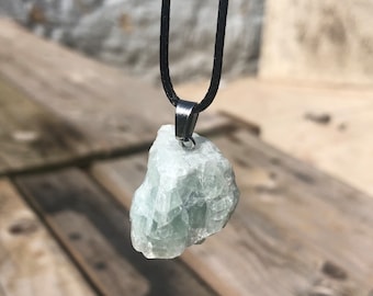 Raw Green Fluorite Necklace-Gemstone Necklace, Natural Crystal Necklace, Handmade Jewellery