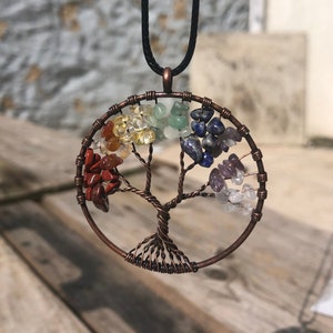 Wire Wrapped Tree of Life Gemstone Necklace-Handmade Pendant Necklace, Tree of Life Gifts, Wire Wrapped Jewellery