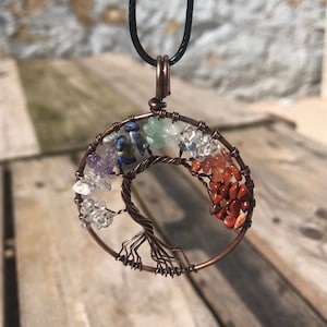 Wire Wrapped Tree of Life Gemstone Necklace-Handmade Pendant Necklace, Tree of Life Gifts, Wire Wrapped Jewellery