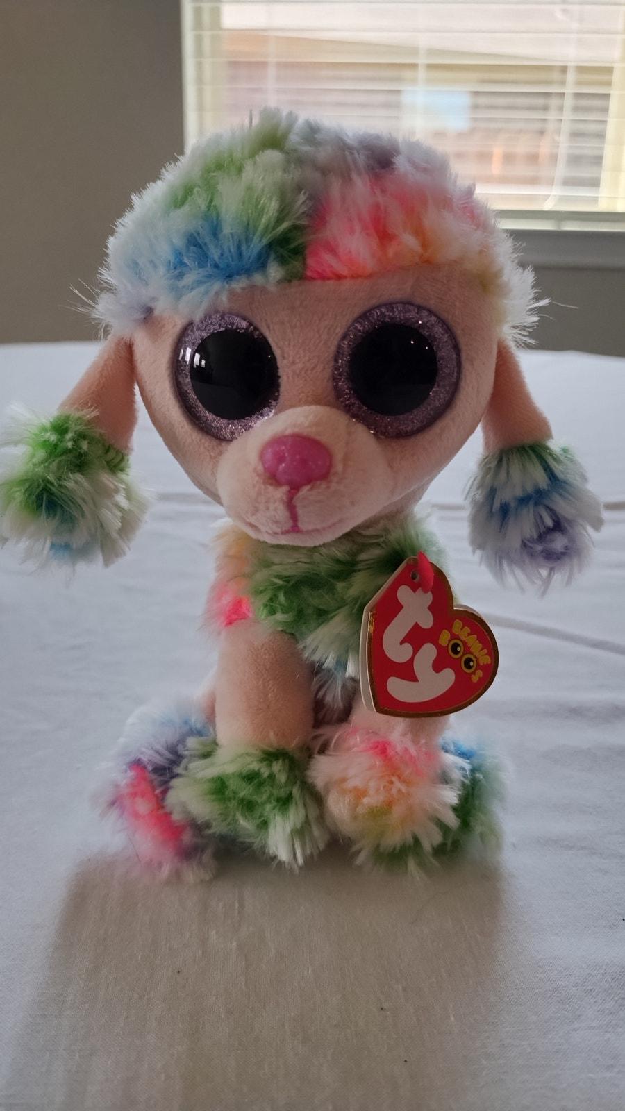 Ty Beanie Boos - RAINBOW the Tie Dyed Poodle Dog (6 Inch) NEW with TAG