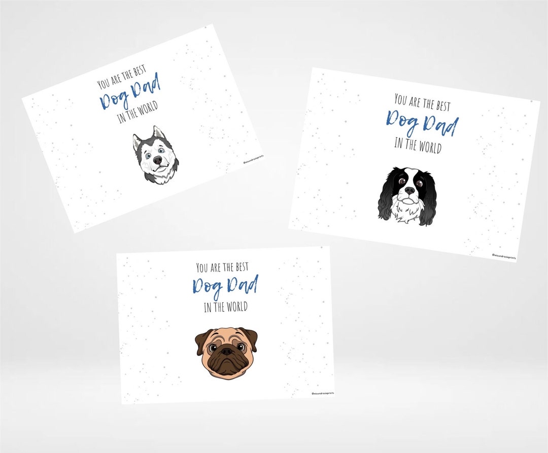 Printable Dog Card to the Best Dog Dad in the World A6 Size - Etsy