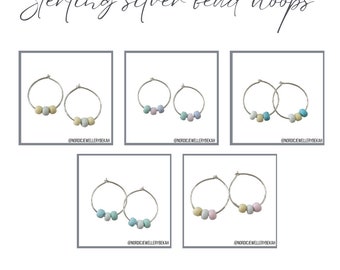 Sterling Silver Pastel Ceramic Bead Hoops