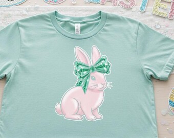 Coquette Easter Bunny PNG - Pink Bow Rhinestone Design - Preppy Bunny Sublimation - Glam Easter PNG - Digital Download