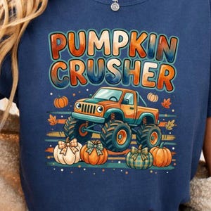 Pumpkin Crusher PNG Fall Monster Truck Sublimation Design Bundle Retro Toddler Halloween Shirt PNG Autumn Pumpkin Patch Boy PNG Bundle